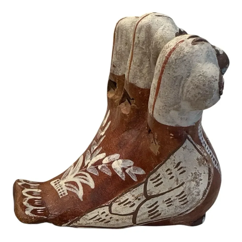 Vintage Peruvian Pottery‎ Bird Whistle Vintage 3 Birds Folk Art Figurine Redware